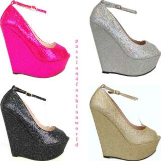   LADIES/WOMENS SEQUIN HEELS WEDGE OUT GOING PARTY SHOES/BOOTS  