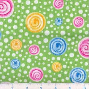   Treats Swirled Circles Lime Fabric By The Yard Arts, Crafts & Sewing