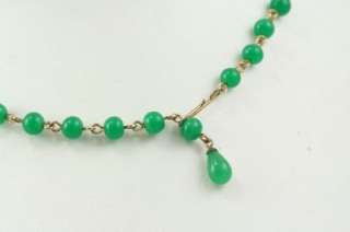 Vintage Costume Jewelry 15 Green Brass Jadeite Glass Pendant Bead 