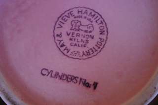May Vieve Hamilton Vernon Kilns Art Deco Pottery Vase Pink Cylinders 
