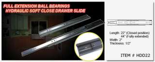 NEW 22 Full Extension Ball Bearings Hydraulic Soft Close Drawer Slide
