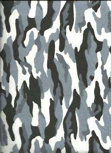 VALANCE CAMOUFLAGE CAMO BLACK WHITE GRAY ARMY FATIGUES  