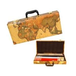  Mah Jongg Set in Old World Map Case Toys & Games