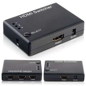  Mini 3 x 1 3 Port HDMI Switch Switcher with Remote 