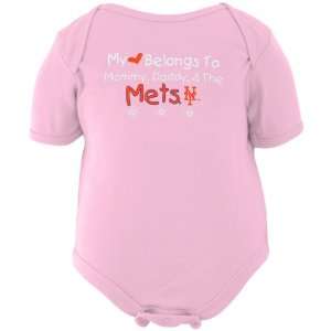   Mets Infant Girls Pink My Heart Belongs Creeper