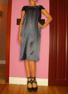 Marina Rinaldi Max Mara Gray Stretch Silk Charmeuse Dress MR17,19/US 8 