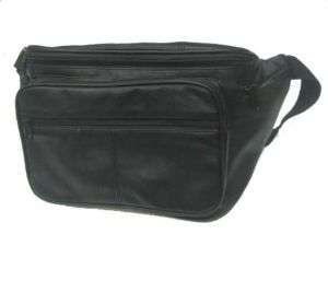 Extra Large Full Leather Fanny Pack Belt Bag   XL Black  