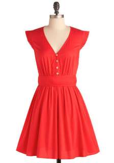   Red, Solid, Casual, A line, Cap Sleeves, Spring, Summer, Mid length