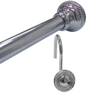  Finial Chrome Shower Rod and Hook Set 