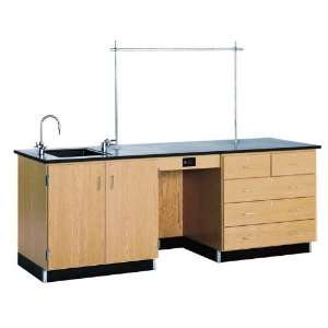 Diversified Woodcrafts 1114K Instructors Desk w/ Sink & Cabinet (96 x 