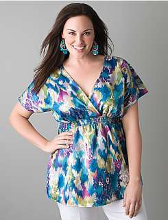 Short sleeve smocked top  Lane Bryant