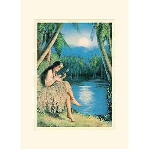  Hula Moon, Polynesian Culture Note Card, 5x7