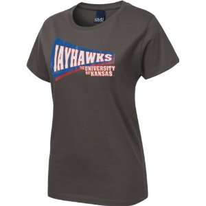  Kansas Jayhawks Womens Charcoal Slant Rays T Shirt 