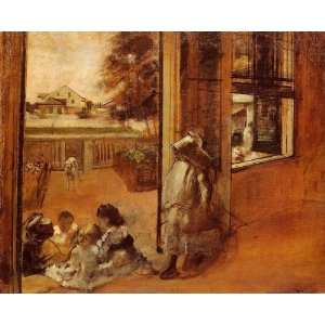  Oil Painting Children on a Doorstep Edgar Degas Hand 