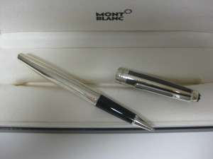 NEW MONT BLANC RB ROLLERBALL SILVER FIBER GUILLOCHE WARRANTY W/ PAPERS 