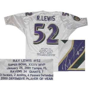 Ray Lewis Autographed Jesco Authentic White Embroidered SB35 Stat 