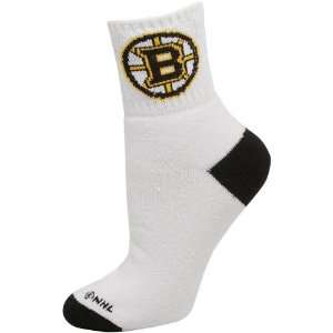    Boston Bruins Ladies White Roll Down Crew Socks