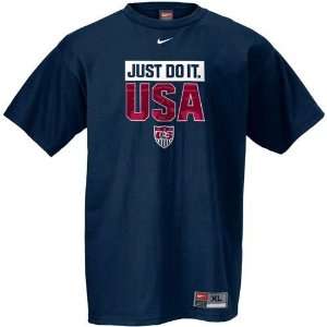  Nike USA Navy Just Do It Soccer T shirt Sports 