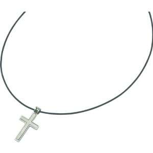    Stainless Steel Leather Cord Cross Mens Necklace 18 Jewelry