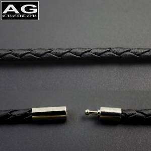 3mm BLACK SYN LEATHER SUFFERED 22 LONG METAL CLASP  