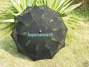 Handmade Belgian lace embroidery Black parasol umbrella  