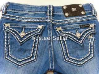NWT MISS ME Vintage Big Thick Pick Stitch Crystal Jeans  