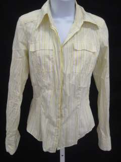 ELIE TAHARI Yellow Striped Button Down Shirt Top Size S  