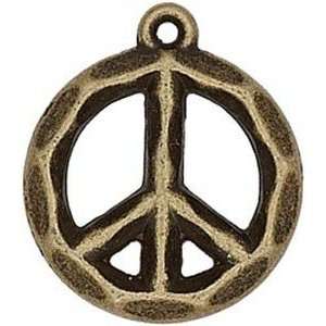  Royal Boheme Metal Charms Peace Sign Wavy Oxidized Brass 