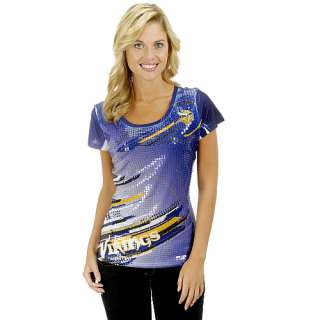 Pro Line Minnesota Vikings Womens Sublimated Sequin T Shirt    