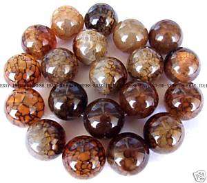 20mm Brown Crack Agate Round Beads 15  