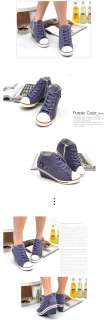 Women Canvas Wedge Heels Sneakers Shoes Pink/Purple/Black US 5.5 8 