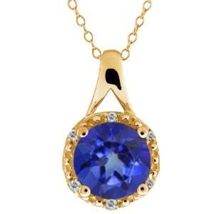   Tanzanite Blue Mystic Topaz and Topaz 18k Yellow Gold Pendant Jewelry