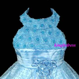 NEW Flower Girl Pageant Wedding Party Dress Blue Set SZ 4 5, 5 6, 7 