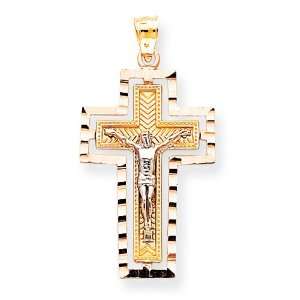  14k Tri color Crucifix Pendant Jewelry