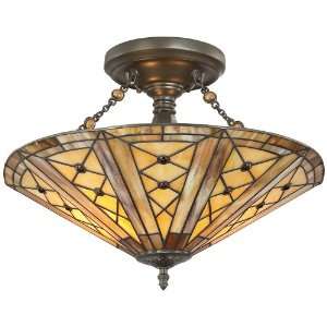  Robert Louis Tiffany Gold Tone 18 Wide Ceiling Light 