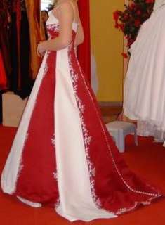 Wunderschönes Brautkleid Hochzeitskleid weiß bordeaux Gr. 38 in 