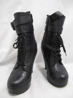 Jeffrey Campbell Limited Edition Black Lace Up Platform Mid Calf Boots 