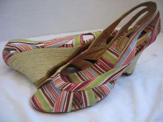 NOT RATED Peep Toe Espadrille Canvas Shoes Size 11 CUTE  