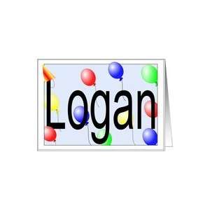  Logans Birthday Invitation, Party Balloons Card Toys 