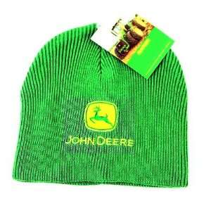   JOHN DEERE Knit Beanie Green Cuffless Hat Ski Cap