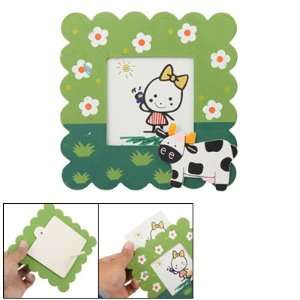  Amico Wooden Floral Grass Painting Cow Decor Green Picture 