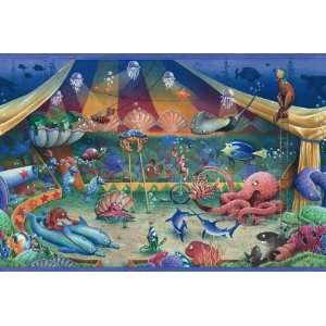  Fish Circus Blue Wallpaper Border by 4Walls