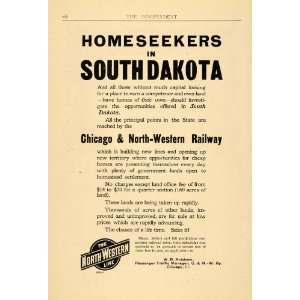 1907 Ad Chicago & North Western Railway South Dakota   Original Print 