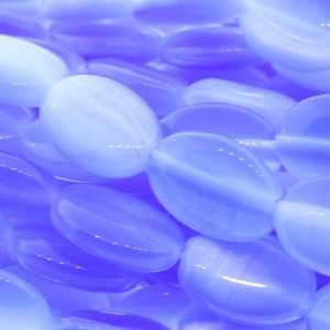Blue Cats Eye  Oval Flat   14mm Height, 10mm Width, Sold by 15 Inch 