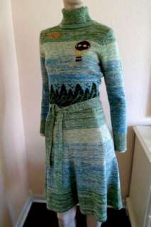 Vintage 70s RARE Intarsia Knit Sweater Novelty AIR BALLOON Sweater 