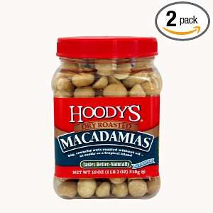 Hoodys Dry Roasted Macadamias, 18 Ounce Plastic Jars (Pack of 2)
