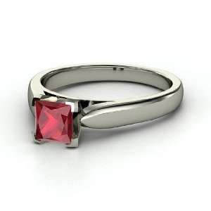  Peyton Ring, Princess Ruby 14K White Gold Ring Jewelry