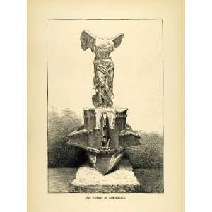  Engraving Victory Samothrace Greek Sculpture Nike Mythology Statue 