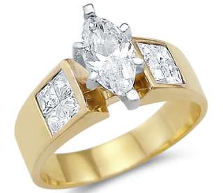 14k Yellow Gold Marquise CZ Engagement Wedding Ring  