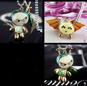 g2b fashion jewellery sparkly crystal robot necklace pendant  